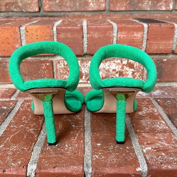 Good American Women's Terry Slip On Green & Gold High Heel Sandals Size 10 - Picture 4 of 8